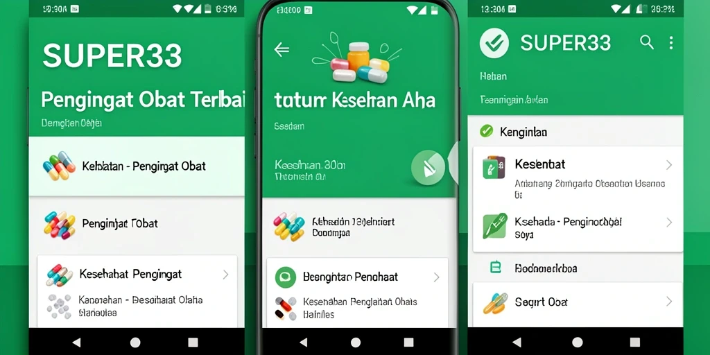 Antarmuka pengguna SUPER33 yang intuitif untuk pengingat obat.