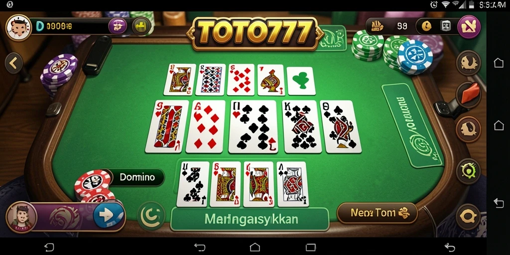 Antarmuka permainan Domino TOTO777 yang menarik dan mudah digunakan.