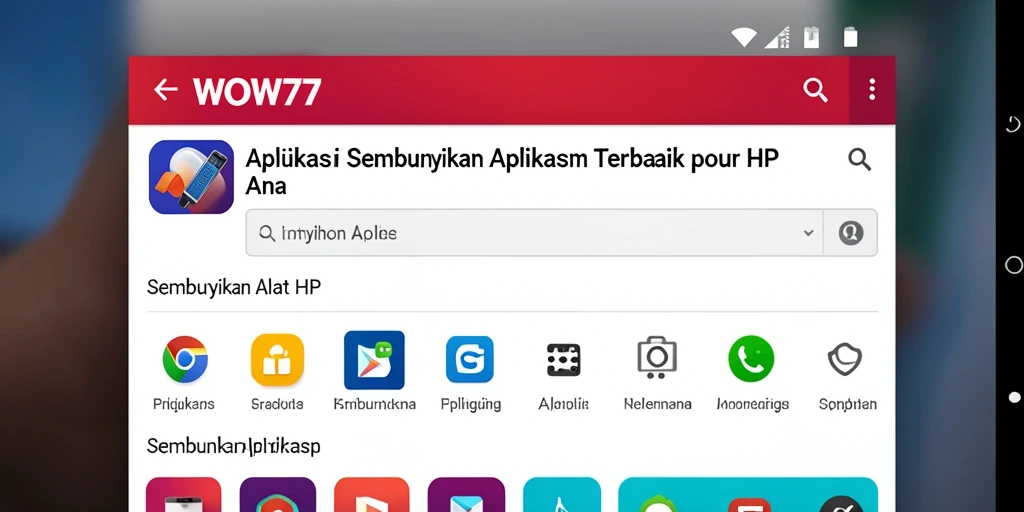 Tampilan antarmuka WOW77 yang sederhana dan elegan untuk sembunyikan aplikasi.