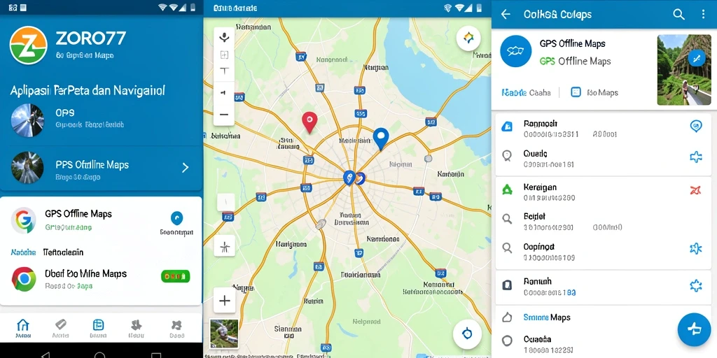 Antarmuka intuitif aplikasi GPS Offline Maps ZORO77.