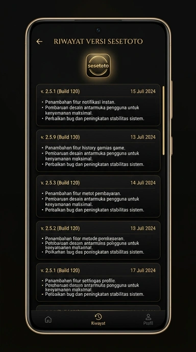 Riwayat Versi Aplikasi Sesetoto untuk Pengguna Android
